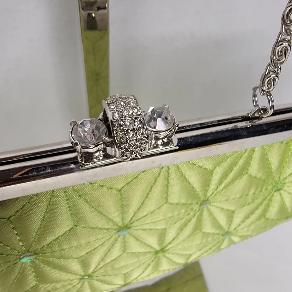 Kate Landry Elegant Lime Green Quilted‎ Clutch. P188